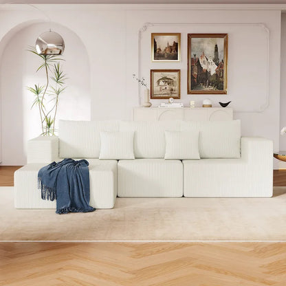 Canapé d'angle modulaire en forme de L de 275 cm avec méridienne