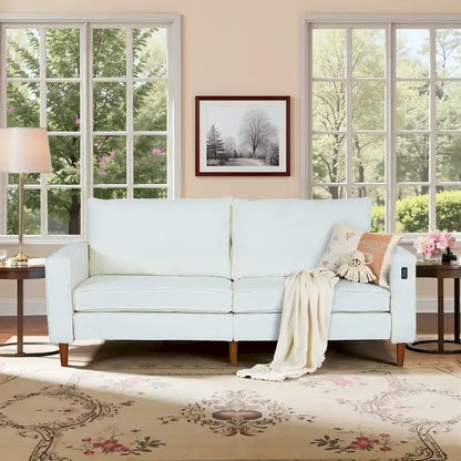 Canapé deux places moderne de 82,68 pouces (210 cm) en chenille avec ports USB pour votre salon.