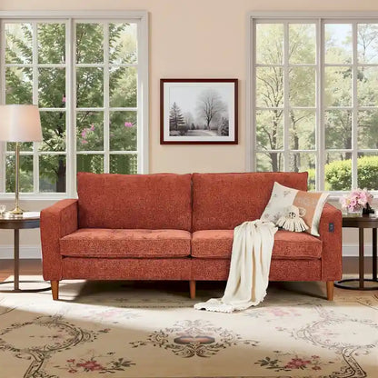 Modern 82.68  Chenille Upholstered Sofa Loveseat Sofa with USB Ports for Living Space