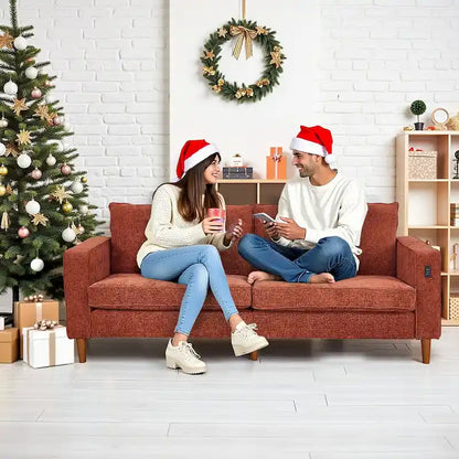 Canapé deux places moderne de 82,68 pouces (210 cm) en chenille avec ports USB pour votre salon.