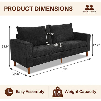Canapé deux places moderne de 82,68 pouces (210 cm) en chenille avec ports USB pour votre salon.