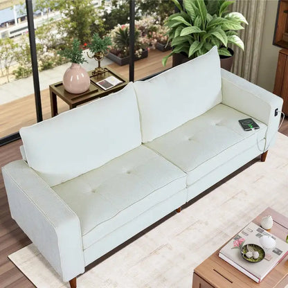 Canapé deux places moderne de 82,68 pouces (210 cm) en chenille avec ports USB pour votre salon.