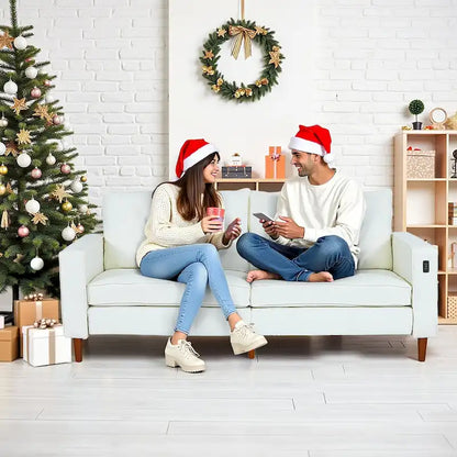 Canapé deux places moderne de 82,68 pouces (210 cm) en chenille avec ports USB pour votre salon.