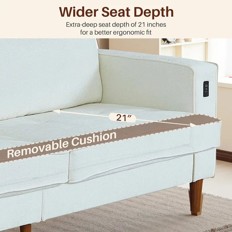 Canapé deux places moderne de 82,68 pouces (210 cm) en chenille avec ports USB pour votre salon.