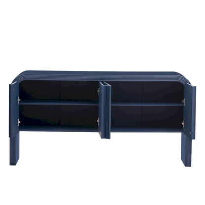 Buffet de rangement arqué avec portes à 4 bandes et étagères réglables, meuble d'entrée moderne avec pieds en pin