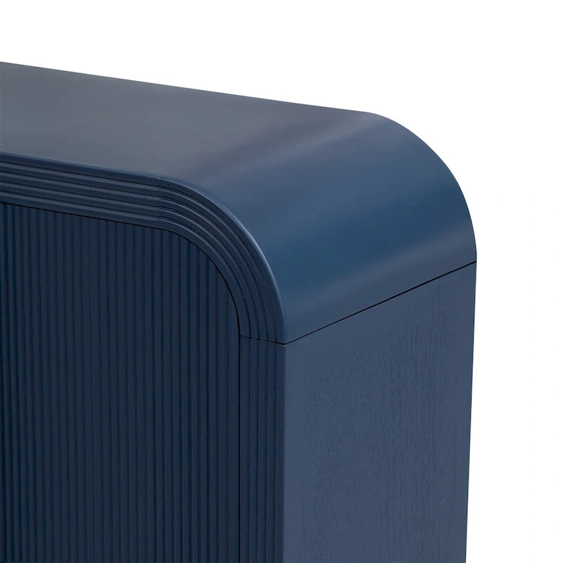 Buffet de rangement arqué avec portes à 4 bandes et étagères réglables, meuble d'entrée moderne avec pieds en pin