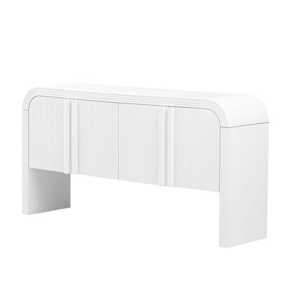 Buffet de rangement arqué avec portes à 4 bandes et étagères réglables, meuble d'entrée moderne avec pieds en pin