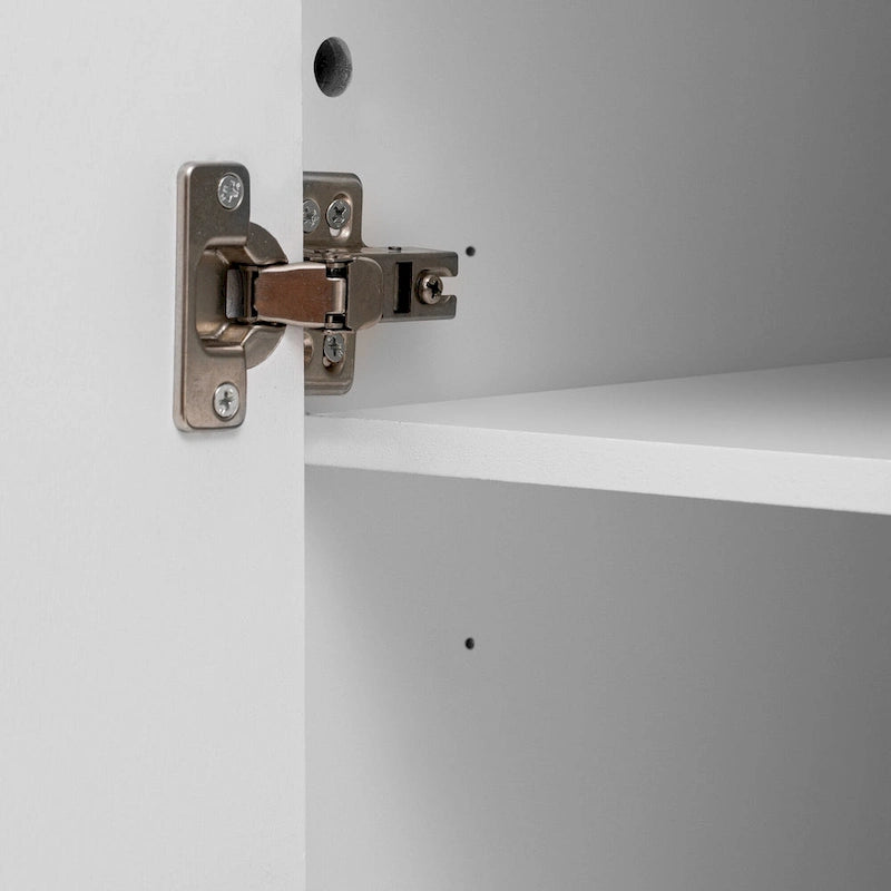 Buffet de rangement arqué avec portes à 4 bandes et étagères réglables, meuble d'entrée moderne avec pieds en pin