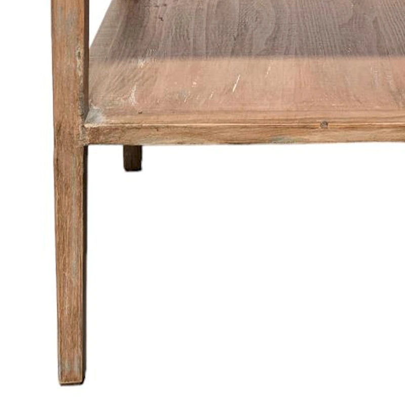 Table d'angle Tuley, étagère de rangement, pin gris, 56 cm de côté