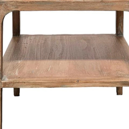 Table d'angle Tuley, étagère de rangement, pin gris, 56 cm de côté