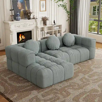Canapé d'angle en chenille en forme de L (103 pouces) avec fauteuil inclinable à gauche et coussins