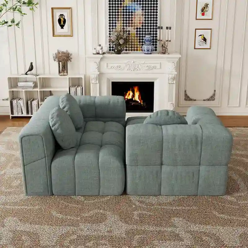 Canapé d'angle en chenille en forme de L (103 pouces) avec fauteuil inclinable à gauche et coussins