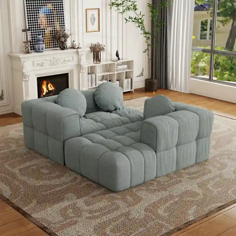 Canapé d'angle en chenille en forme de L (103 pouces) avec fauteuil inclinable à gauche et coussins