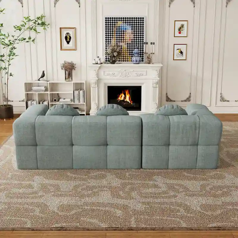 Canapé d'angle en chenille en forme de L (103 pouces) avec fauteuil inclinable à gauche et coussins