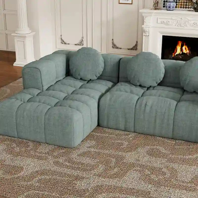 Canapé d'angle en chenille en forme de L (103 pouces) avec fauteuil inclinable à gauche et coussins