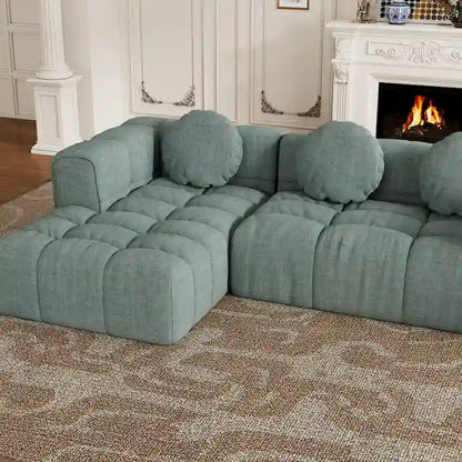 Canapé d'angle en chenille en forme de L (103 pouces) avec fauteuil inclinable à gauche et coussins