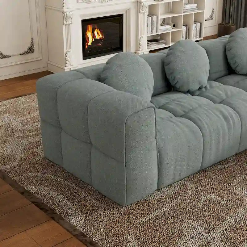 Canapé d'angle en chenille en forme de L (103 pouces) avec fauteuil inclinable à gauche et coussins
