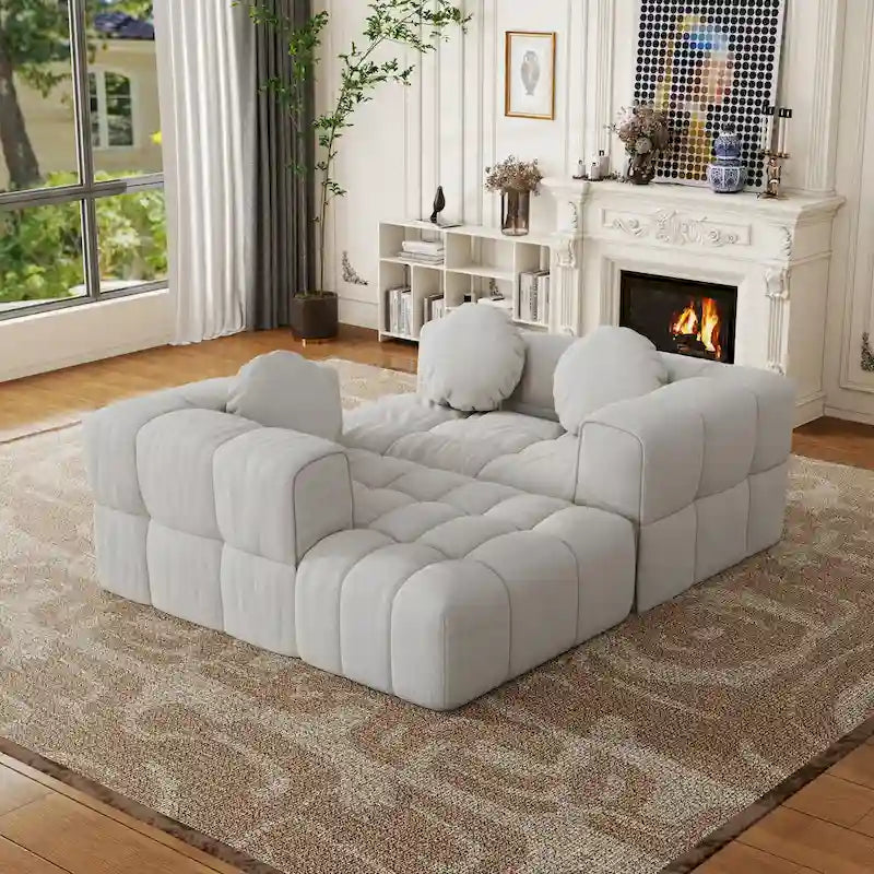 Canapé d'angle en chenille en forme de L (103 pouces) avec fauteuil inclinable à gauche et coussins