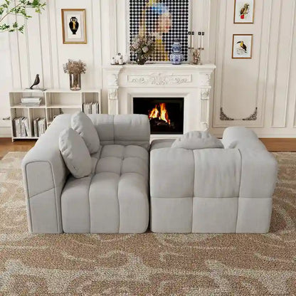 Canapé d'angle en chenille en forme de L (103 pouces) avec fauteuil inclinable à gauche et coussins