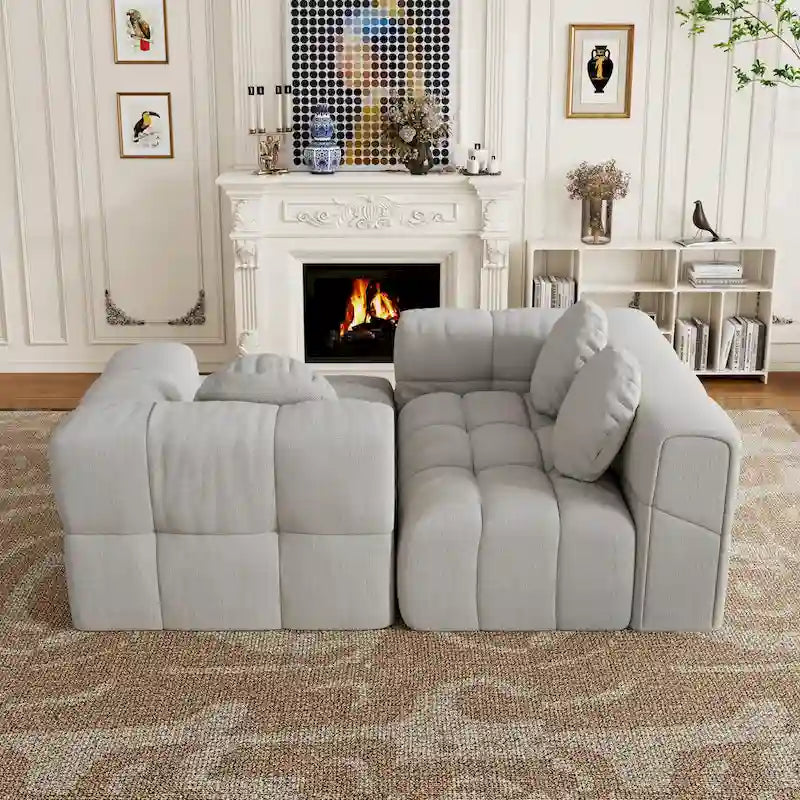 Canapé d'angle en chenille en forme de L (103 pouces) avec fauteuil inclinable à gauche et coussins
