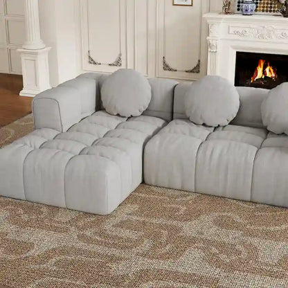 Canapé d'angle en chenille en forme de L (103 pouces) avec fauteuil inclinable à gauche et coussins
