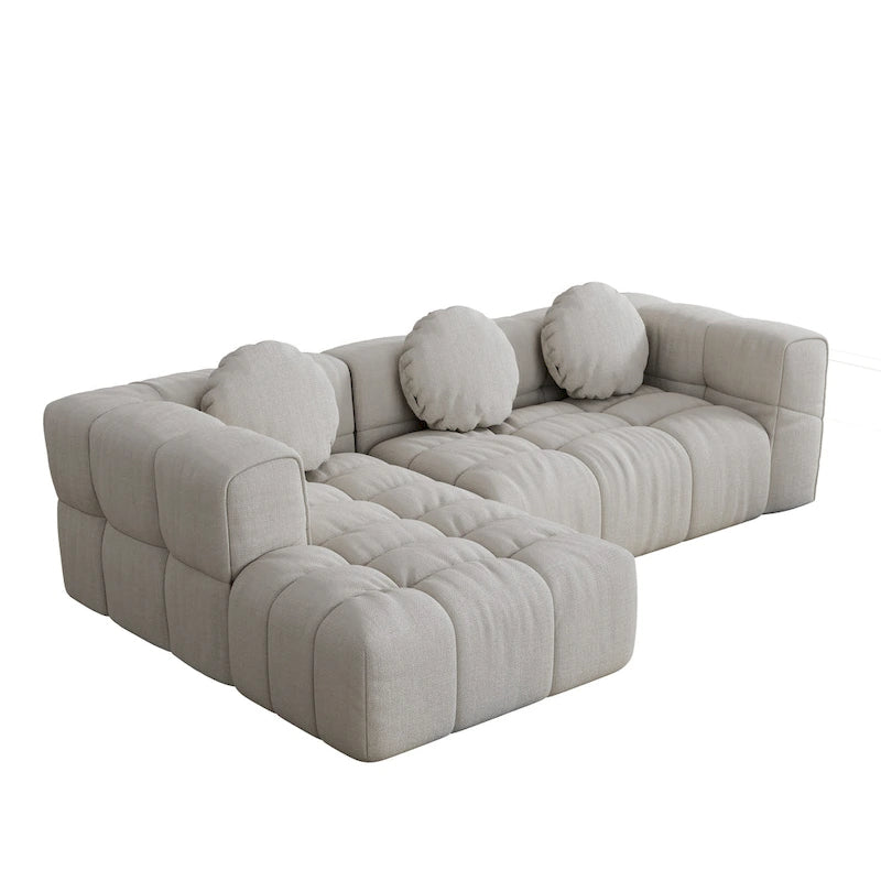 Canapé d'angle en chenille en forme de L (103 pouces) avec fauteuil inclinable à gauche et coussins