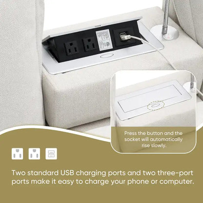 Canapé d'angle modulaire en chenille 109 avec console USB