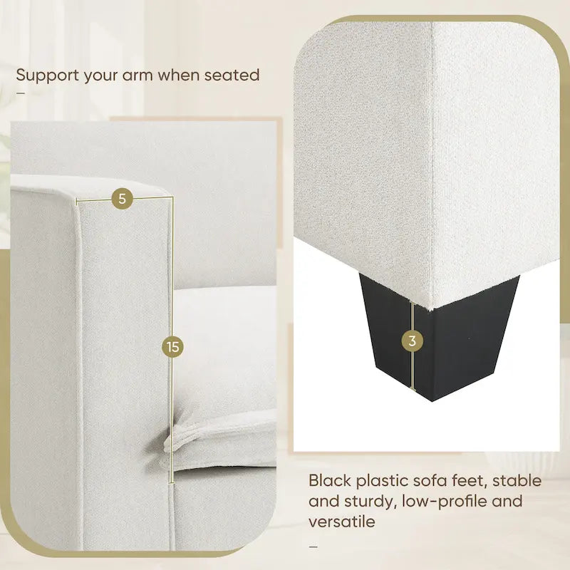 Canapé d'angle modulaire en chenille 109 avec console USB