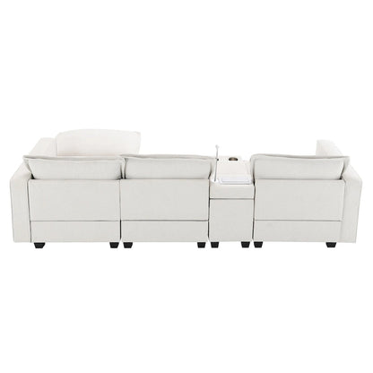 Canapé d'angle modulaire en chenille 109 avec console USB