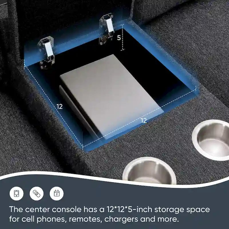 Canapé d'angle modulaire en chenille 109 avec console USB