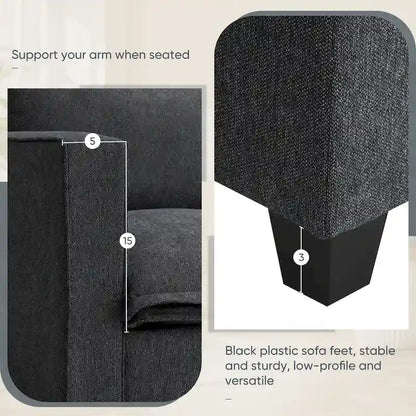 Canapé d'angle modulaire en chenille 109 avec console USB