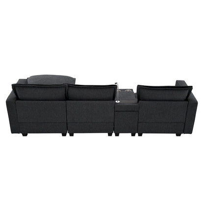 Canapé d'angle modulaire en chenille 109 avec console USB