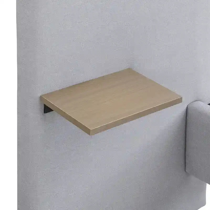 Lit plateforme en lin gris, grand lit capitonné avec tête de lit à oreilles, lampes de chevet et étagères de rangement, lit à panneaux chics