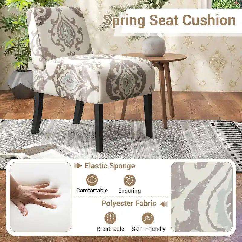 Chaise d'appoint sans accoudoirs Gymax avec pieds en bois d'hévéa, chaise de coiffeuse moderne pour