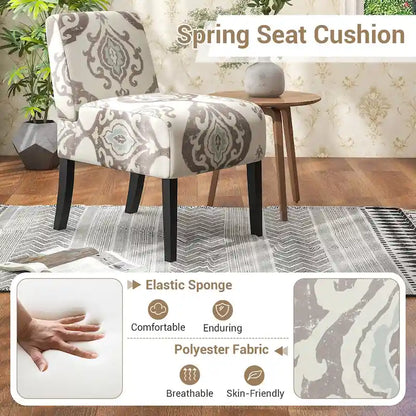 Chaise d'appoint sans accoudoirs Gymax avec pieds en bois d'hévéa, chaise de coiffeuse moderne pour