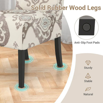 Chaise d'appoint sans accoudoirs Gymax avec pieds en bois d'hévéa, chaise de coiffeuse moderne pour