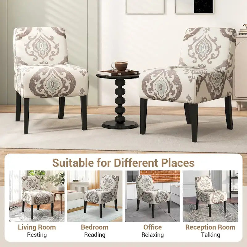 Chaise d'appoint sans accoudoirs Gymax avec pieds en bois d'hévéa, chaise de coiffeuse moderne pour