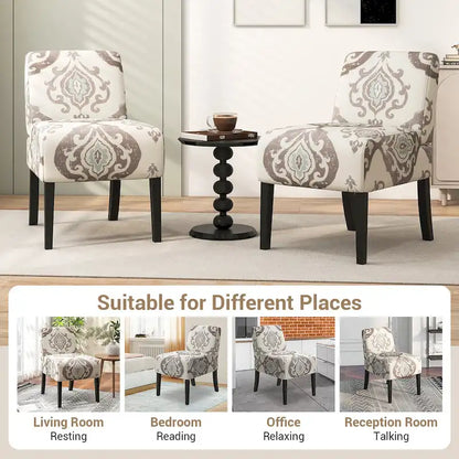 Chaise d'appoint sans accoudoirs Gymax avec pieds en bois d'hévéa, chaise de coiffeuse moderne pour