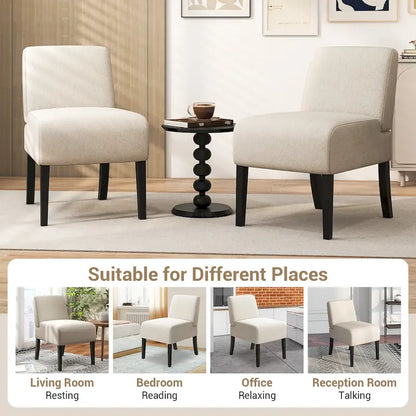 Chaise d'appoint sans accoudoirs Gymax avec pieds en bois d'hévéa, chaise de coiffeuse moderne pour