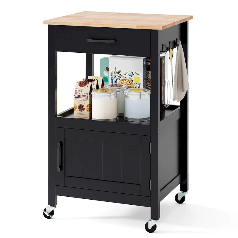 Îlot de cuisine mobile Gymax Small Kitchen Island sur roulettes, porte de grange