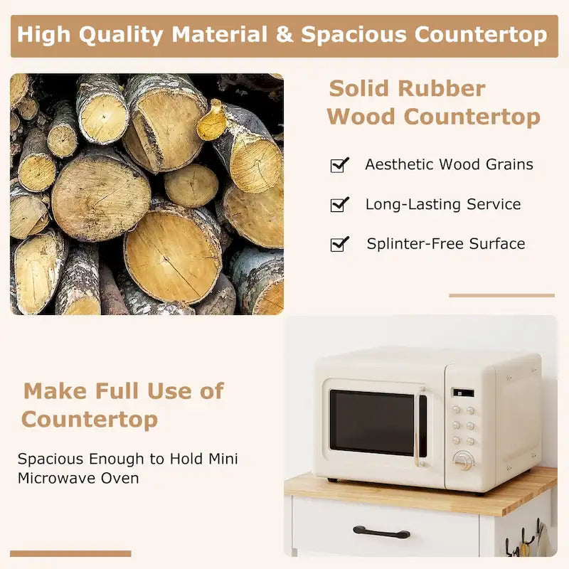 Îlot de cuisine mobile Gymax Small Kitchen Island sur roulettes, porte de grange