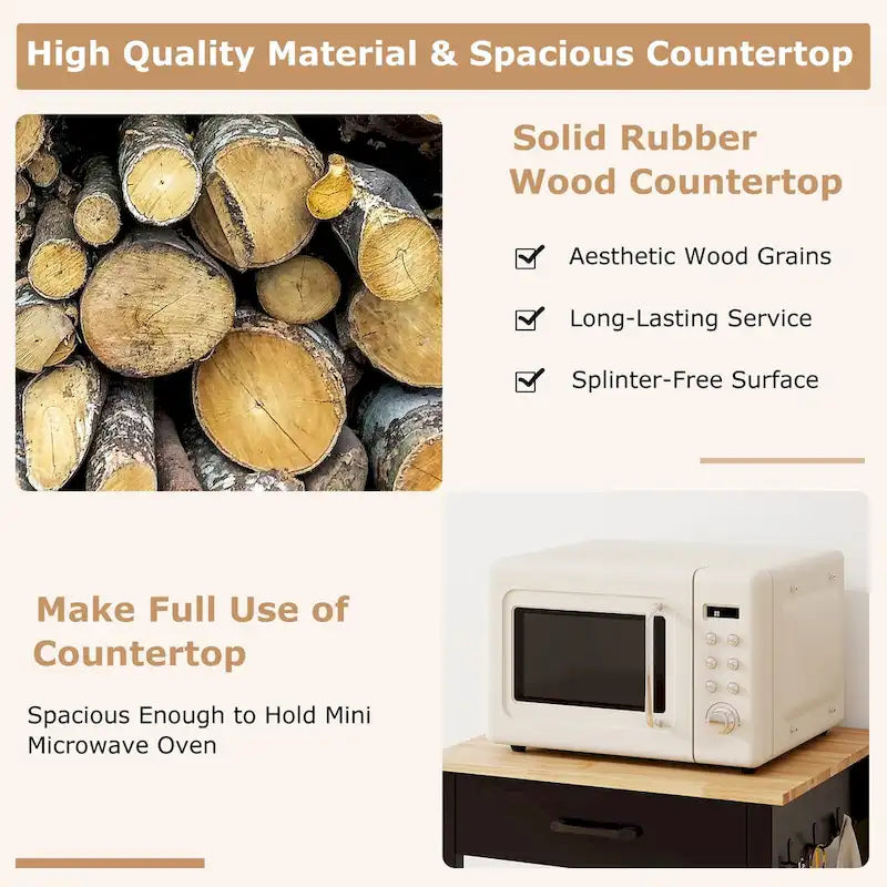 Îlot de cuisine mobile Gymax Small Kitchen Island sur roulettes, porte de grange