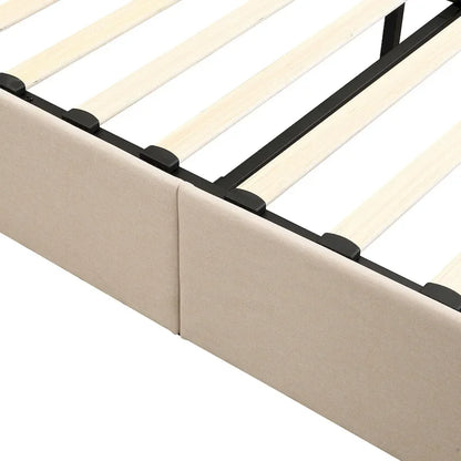 Lit plateforme en lin Queen Size - Plateforme relevable hydraulique avec compartiment caché, cadre en pin massif