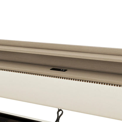 Lit de jour rembourré deux places avec rangement et éclairage LED