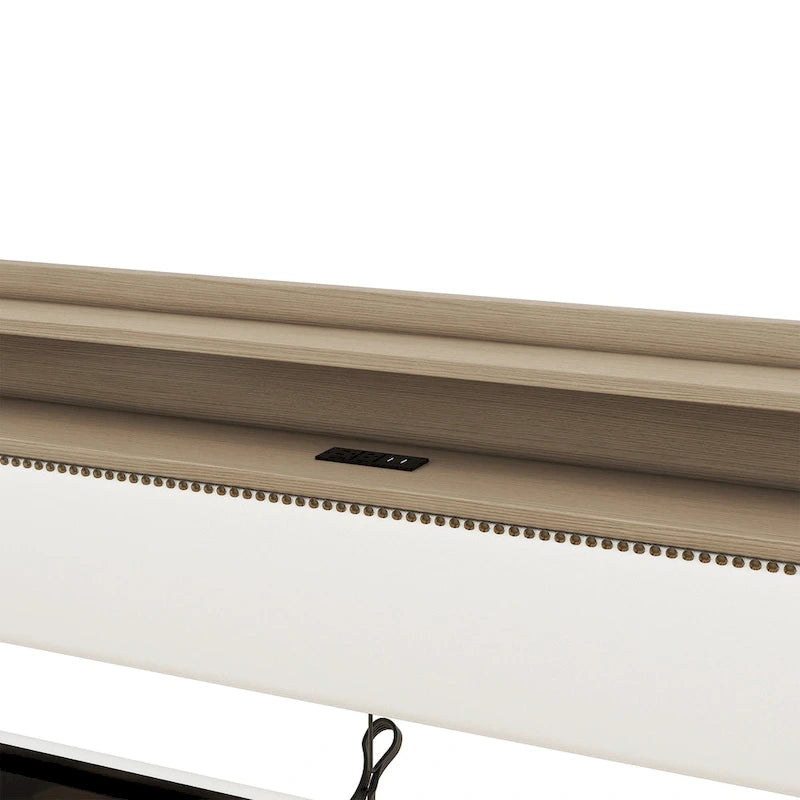 Lit de jour rembourré deux places avec rangement et éclairage LED