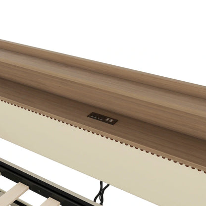 Lit de jour rembourré deux places avec lit gigogne et éclairage LED