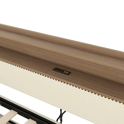 Lit de jour rembourré deux places avec lit gigogne et éclairage LED