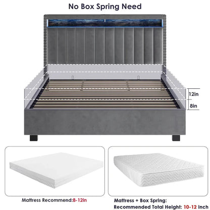 Lit coffre de luxe à vérins à gaz avec éclairage LED