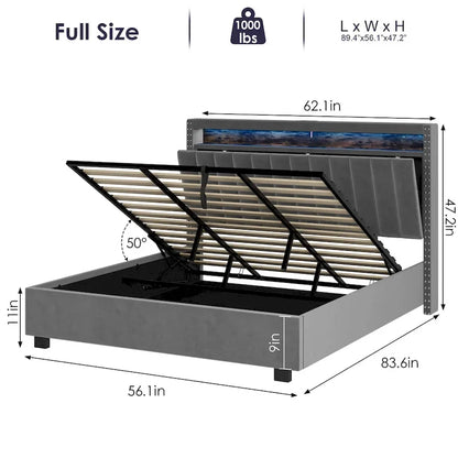 Lit coffre de luxe à vérins à gaz avec éclairage LED