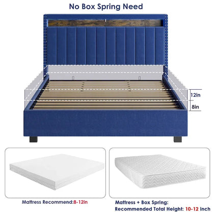 Lit coffre de luxe à vérins à gaz avec éclairage LED